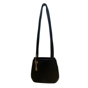 Valentino Orlandi Made In Italy Women’s Black Leather Gold Hardware Shoulder Bag